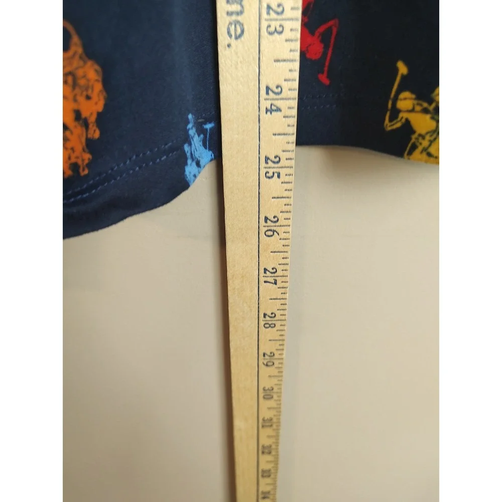 US Polo Assn Kids Navy Blue All Over Logo Long Sleeve Pajama‎ Top Size 18